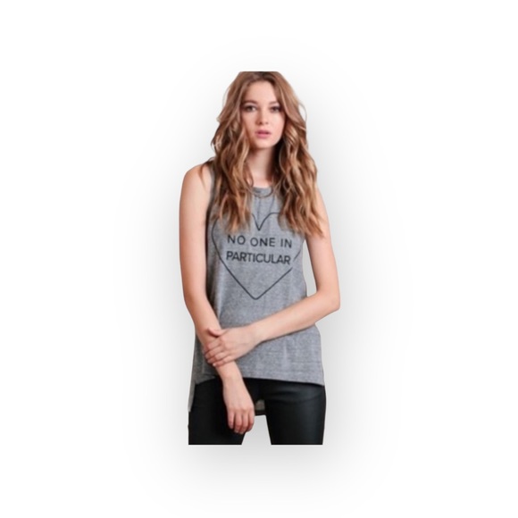 new հթ ♥︎ Lovers + Friends No One Particular Graphic Tank Top ♥︎ Sweatshirt Grey - Picture 3 of 16